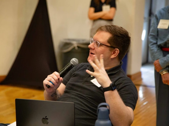 audience asks a question