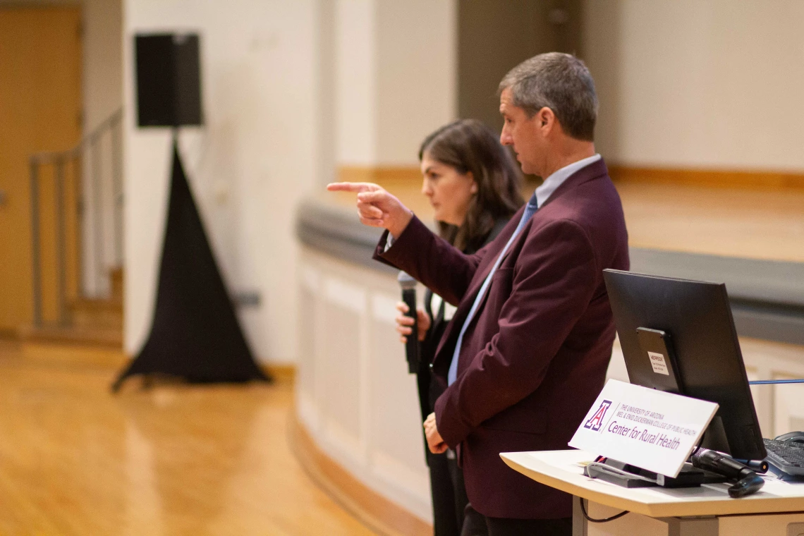 James G. Hodge answers a question, Leila Barraza
